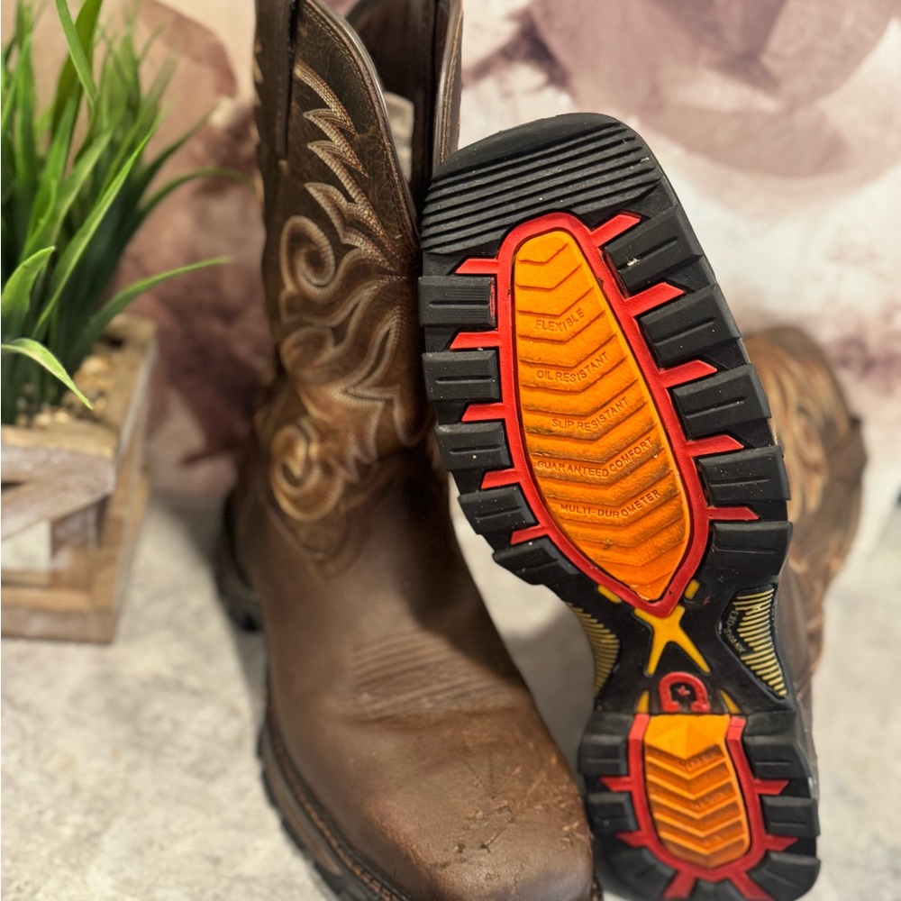 Men's Durango Maverick XP Waterproof Cowboy Work Boots, Brown Steel Toe Size 10M - Picture 6 of 7